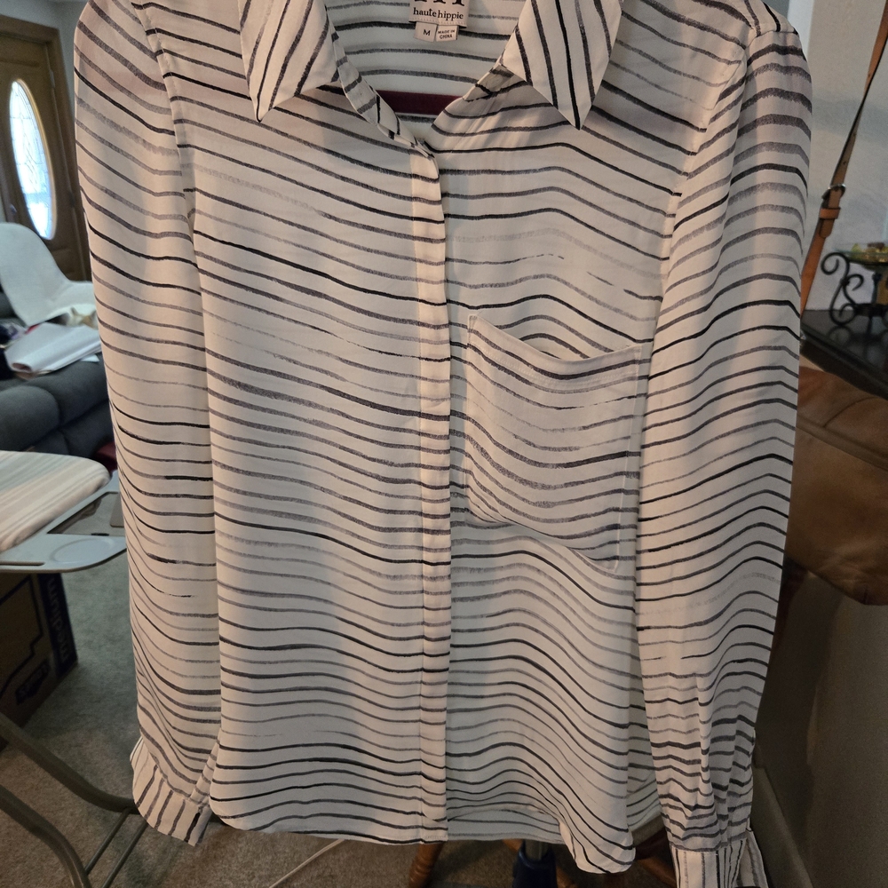 Black & White Stripe Silk Shirt